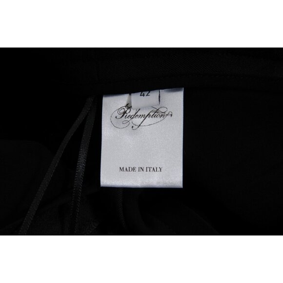 Redemption Subtle Camo Tuxedo Trousers IT 42 US 8 Black Stretch Wool Wide Pant - Picture 8 of 12